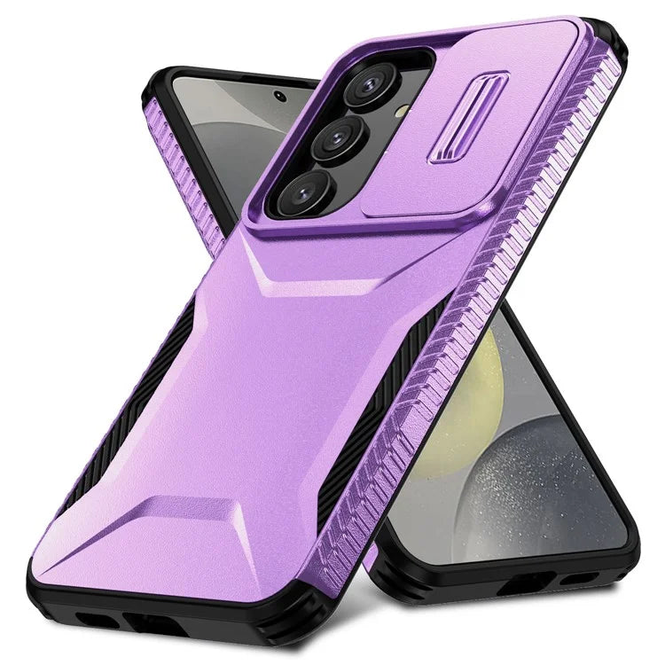 For Samsung Galaxy S24 Case Slide Lens Cover TPU+PC Phone Shell