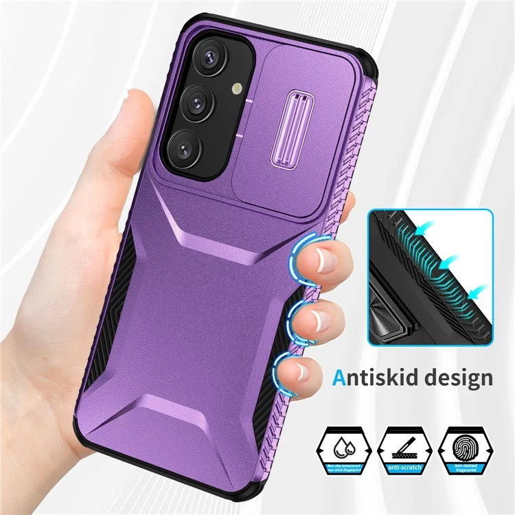 For Samsung Galaxy S24 Case Slide Lens Cover TPU+PC Phone Shell
