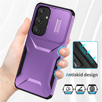 For Samsung Galaxy S24 Case Slide Lens Cover TPU+PC Phone Shell
