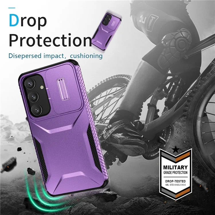 For Samsung Galaxy S24 Case Slide Lens Cover TPU+PC Phone Shell