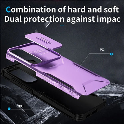 For Samsung Galaxy S24 Case Slide Lens Cover TPU+PC Phone Shell