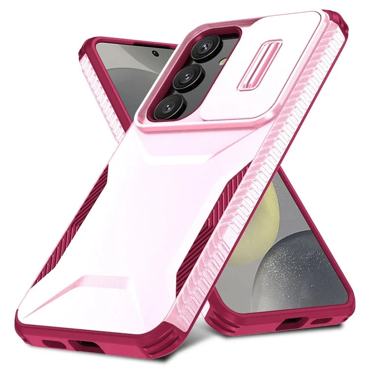 For Samsung Galaxy S24+ Phone Case with Slide Camera Cover PC+TPU Material