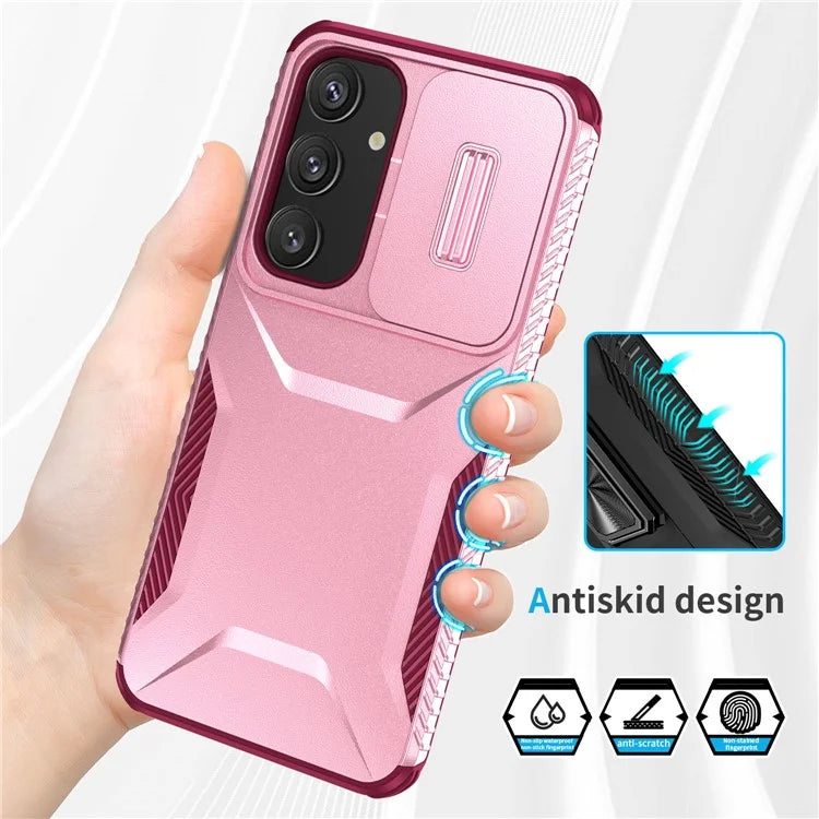 For Samsung Galaxy S24+ Phone Case with Slide Camera Cover PC+TPU Material