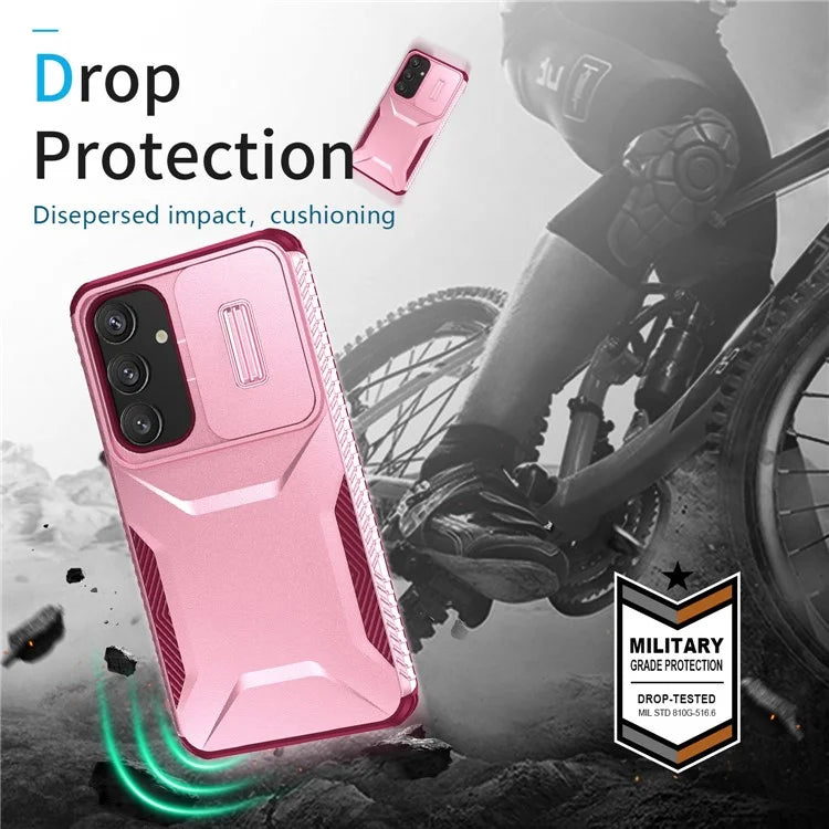 For Samsung Galaxy S24+ Phone Case with Slide Camera Cover PC+TPU Material