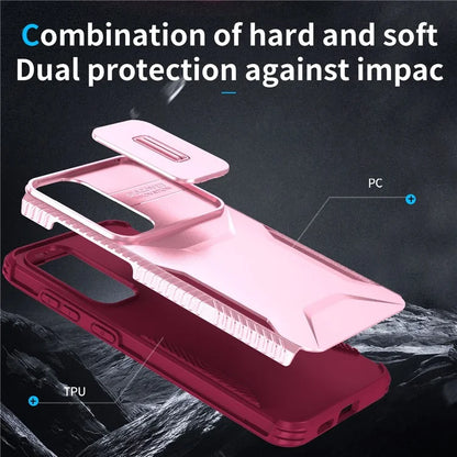 For Samsung Galaxy S24+ Phone Case with Slide Camera Cover PC+TPU Material