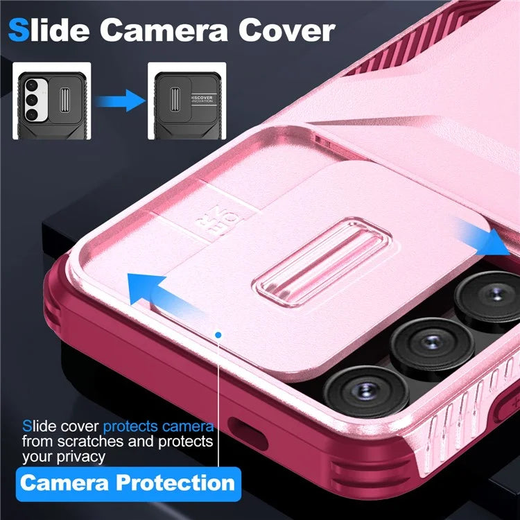 For Samsung Galaxy S24+ Phone Case with Slide Camera Cover PC+TPU Material