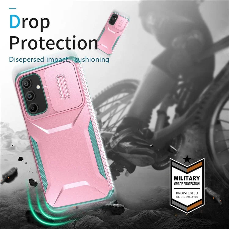 For Samsung Galaxy A15 4G / 5G Case PC+TPU  Impact-Resistant Phone Cover Slide Camera Lens Protection