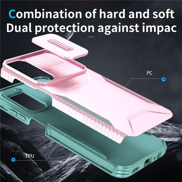 For Samsung Galaxy A15 4G / 5G Case PC+TPU  Impact-Resistant Phone Cover Slide Camera Lens Protection