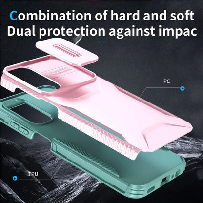 For Samsung Galaxy A15 4G / 5G Case PC+TPU  Impact-Resistant Phone Cover Slide Camera Lens Protection