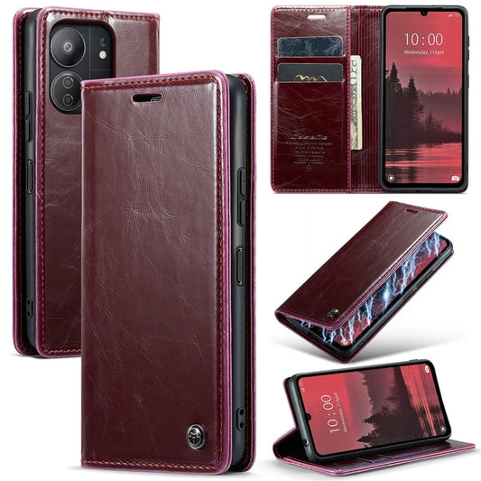CASEME 003 Series For Xiaomi Redmi 13C 4G  /  Poco C65 4G Case Leather Phone Cover Stand Wallet