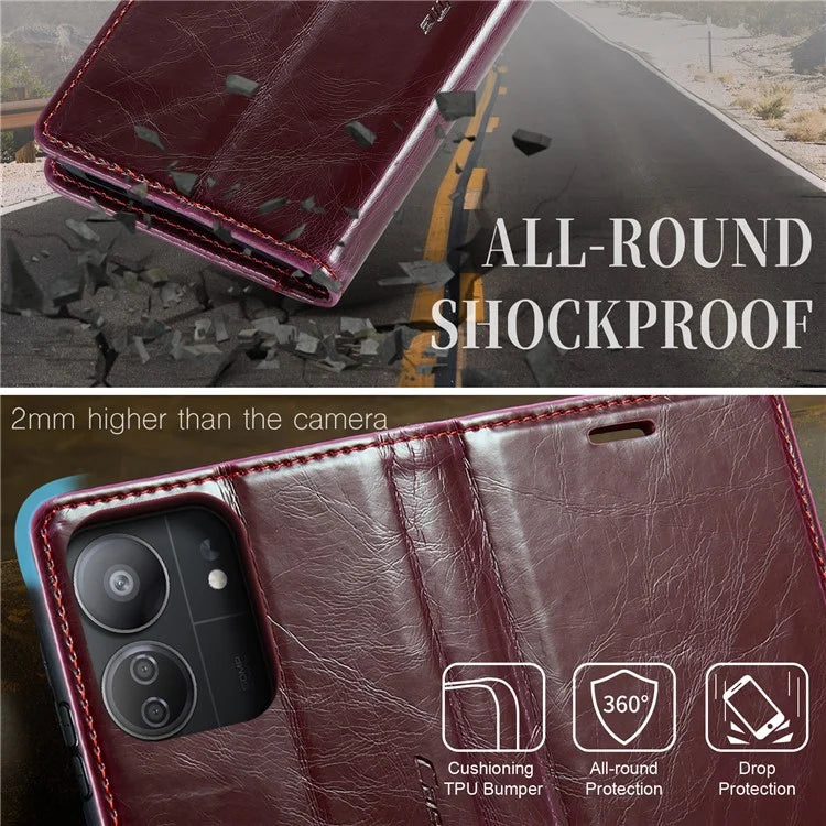 CASEME 003 Series For Xiaomi Redmi 13C 4G  /  Poco C65 4G Case Leather Phone Cover Stand Wallet