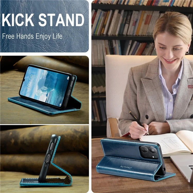 CASEME 003 Series For Xiaomi Redmi 13C 4G  /  Poco C65 4G Case Leather Phone Cover Stand Wallet