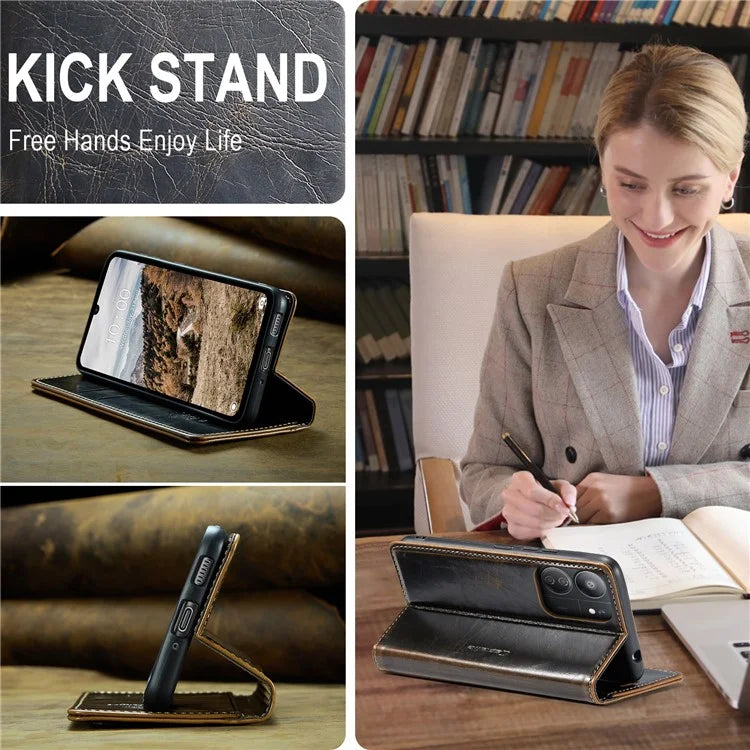 CASEME 003 Series For Xiaomi Redmi 13C 4G  /  Poco C65 4G Case Leather Phone Cover Stand Wallet