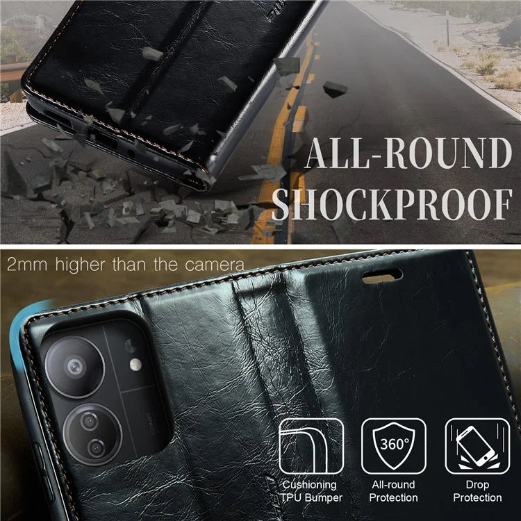 CASEME 003 Series For Xiaomi Redmi 13C 4G  /  Poco C65 4G Case Leather Phone Cover Stand Wallet