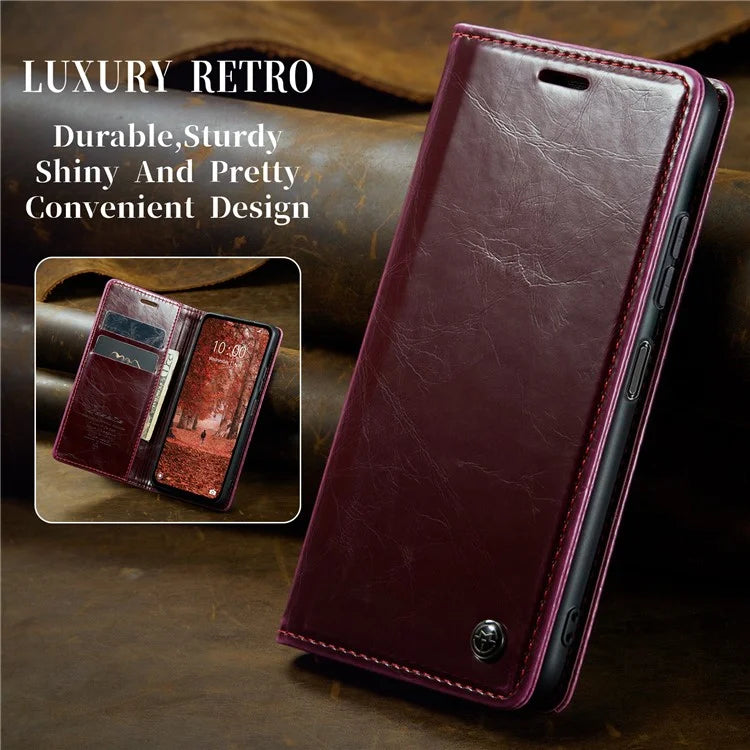 CASEME 003 Series For Xiaomi Redmi Note 13 5G Case Waxy Leather Phone Cover Crazy Horse Texture