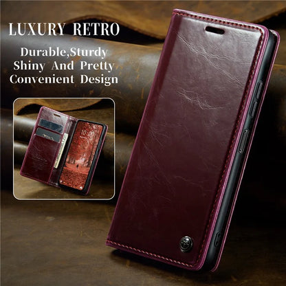 CASEME 003 Series For Xiaomi Redmi Note 13 5G Case Waxy Leather Phone Cover Crazy Horse Texture