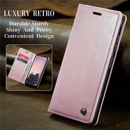 CASEME 003 Series For Xiaomi Redmi Note 13 5G Case Waxy Leather Phone Cover Crazy Horse Texture