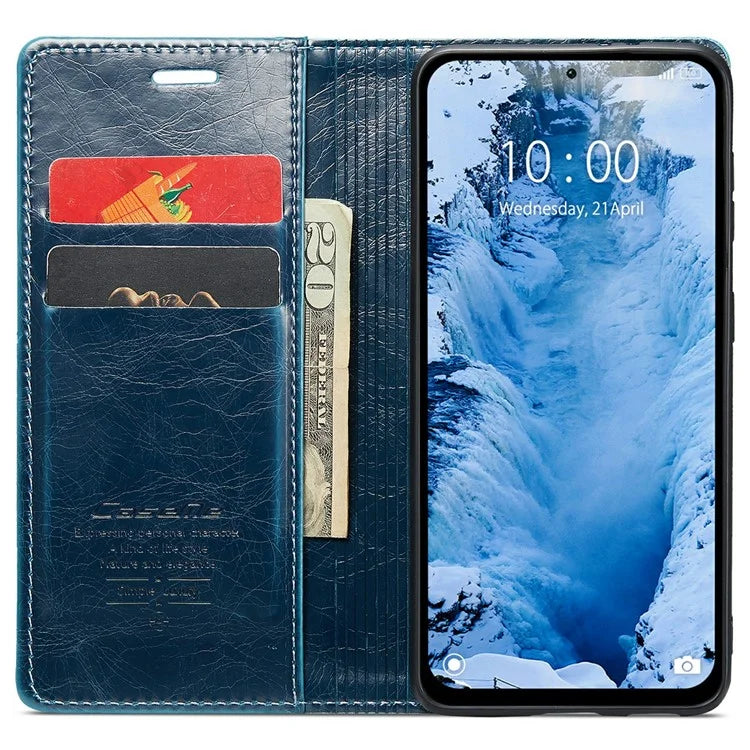 CASEME 003 Series For Xiaomi Redmi Note 13 5G Case Waxy Leather Phone Cover Crazy Horse Texture