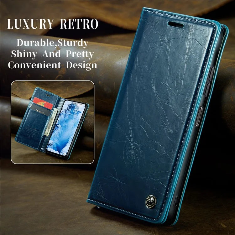 CASEME 003 Series For Xiaomi Redmi Note 13 5G Case Waxy Leather Phone Cover Crazy Horse Texture