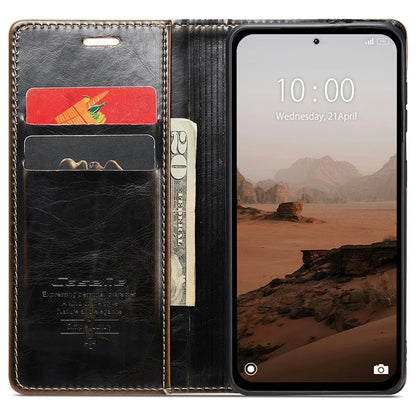 CASEME 003 Series For Xiaomi Redmi Note 13 5G Case Waxy Leather Phone Cover Crazy Horse Texture