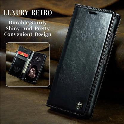 CASEME 003 Series For Xiaomi Redmi Note 13 5G Case Waxy Leather Phone Cover Crazy Horse Texture