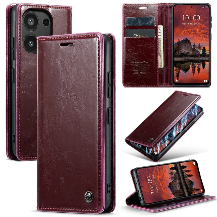 CASEME 003 Series For Xiaomi Redmi Note 13 Pro 4G / Poco M6 Pro 4G Case Wallet Waxy Leather Phone Cover