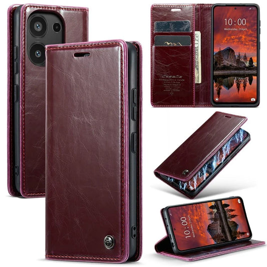 CASEME 003 Series For Xiaomi Redmi Note 13 Pro 4G / Poco M6 Pro 4G Case Wallet Waxy Leather Phone Cover