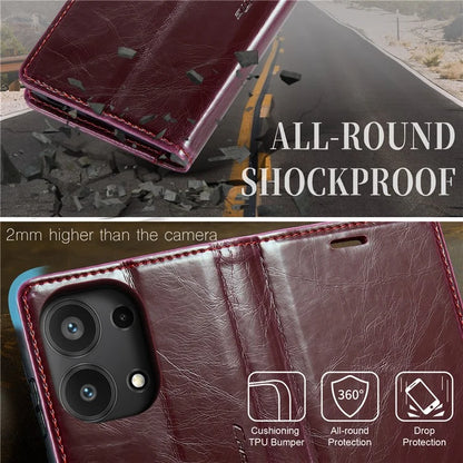 CASEME 003 Series For Xiaomi Redmi Note 13 Pro 4G / Poco M6 Pro 4G Case Wallet Waxy Leather Phone Cover