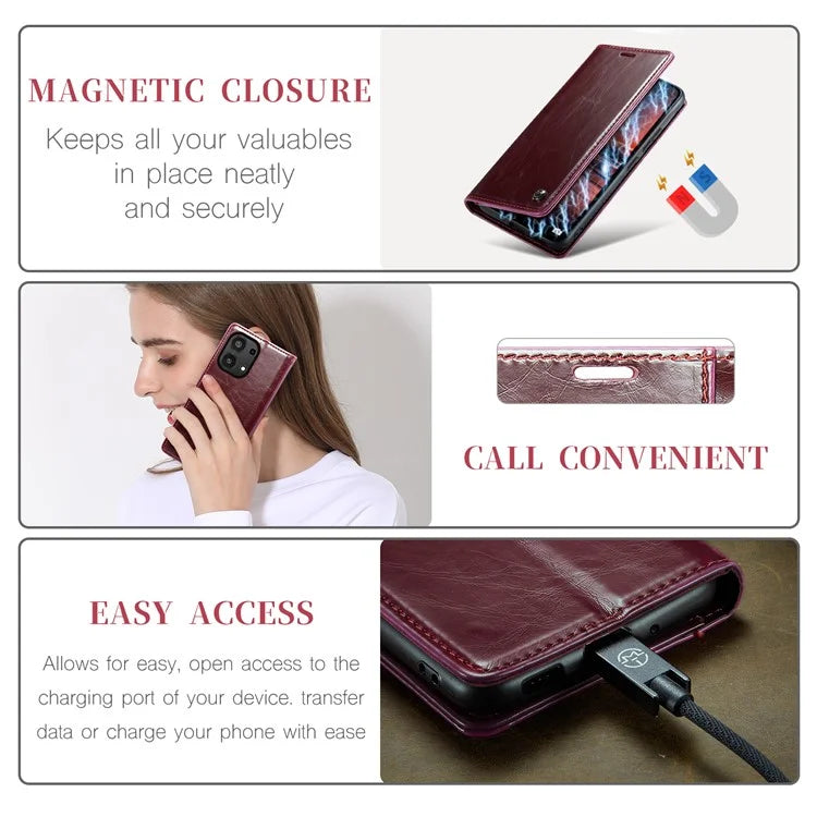 CASEME 003 Series For Xiaomi Redmi Note 13 Pro 4G / Poco M6 Pro 4G Case Wallet Waxy Leather Phone Cover