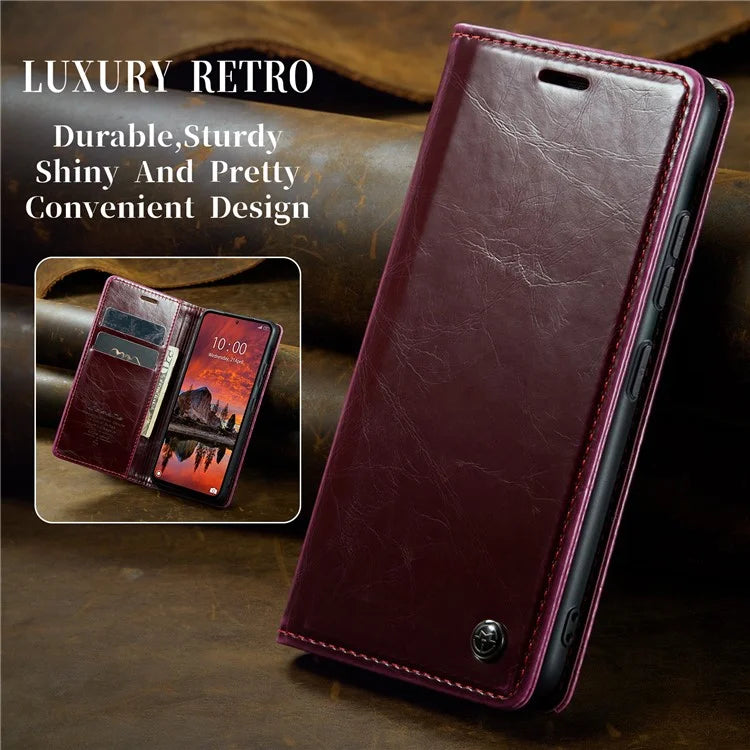 CASEME 003 Series For Xiaomi Redmi Note 13 Pro 4G / Poco M6 Pro 4G Case Wallet Waxy Leather Phone Cover