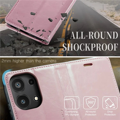 CASEME 003 Series For Xiaomi Redmi Note 13 Pro 4G / Poco M6 Pro 4G Case Wallet Waxy Leather Phone Cover