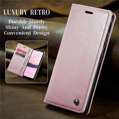 CASEME 003 Series For Xiaomi Redmi Note 13 Pro 4G / Poco M6 Pro 4G Case Wallet Waxy Leather Phone Cover