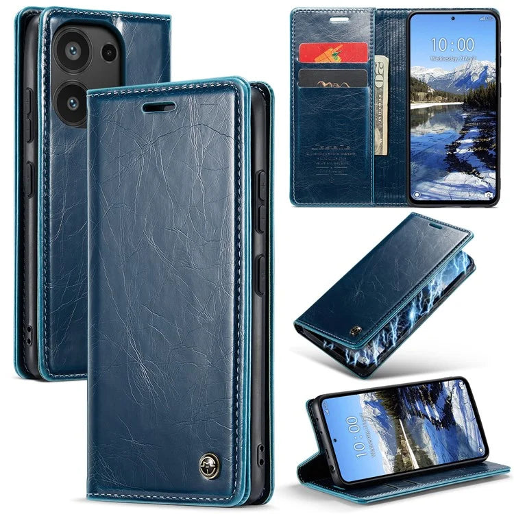 CASEME 003 Series For Xiaomi Redmi Note 13 Pro 4G / Poco M6 Pro 4G Case Wallet Waxy Leather Phone Cover