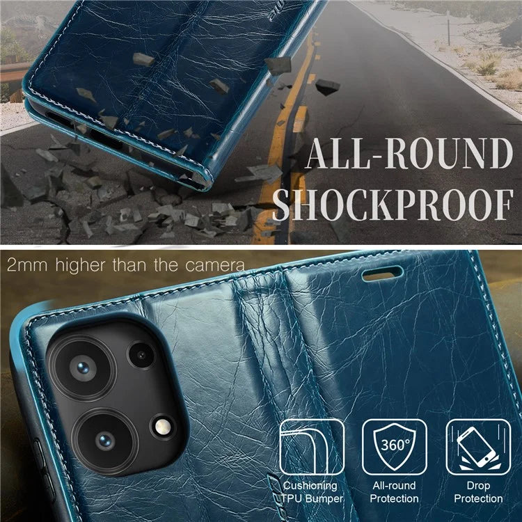 CASEME 003 Series For Xiaomi Redmi Note 13 Pro 4G / Poco M6 Pro 4G Case Wallet Waxy Leather Phone Cover