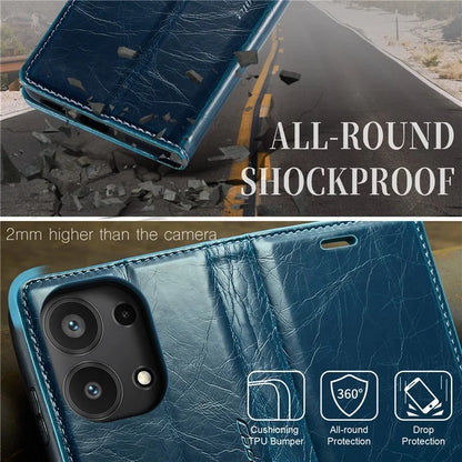 CASEME 003 Series For Xiaomi Redmi Note 13 Pro 4G / Poco M6 Pro 4G Case Wallet Waxy Leather Phone Cover
