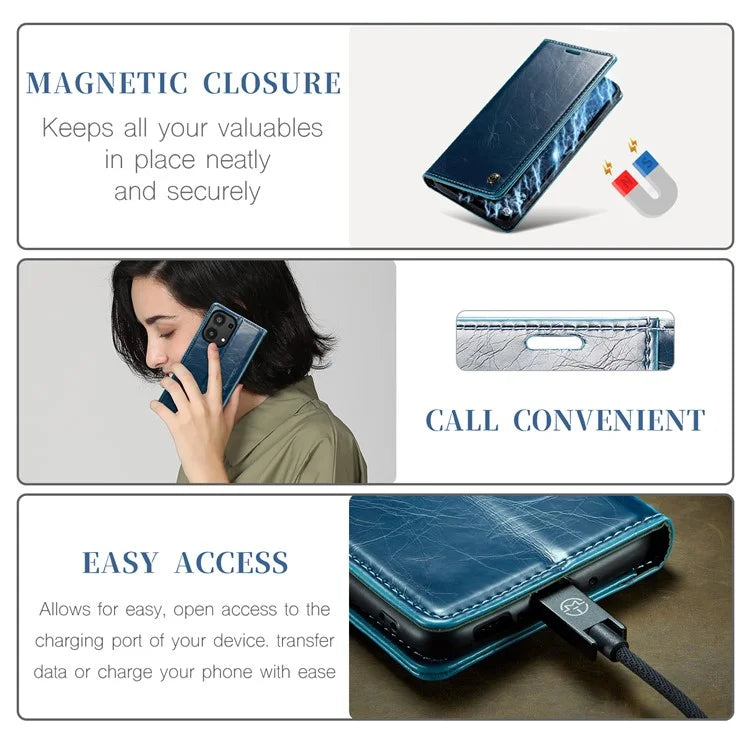 CASEME 003 Series For Xiaomi Redmi Note 13 Pro 4G / Poco M6 Pro 4G Case Wallet Waxy Leather Phone Cover