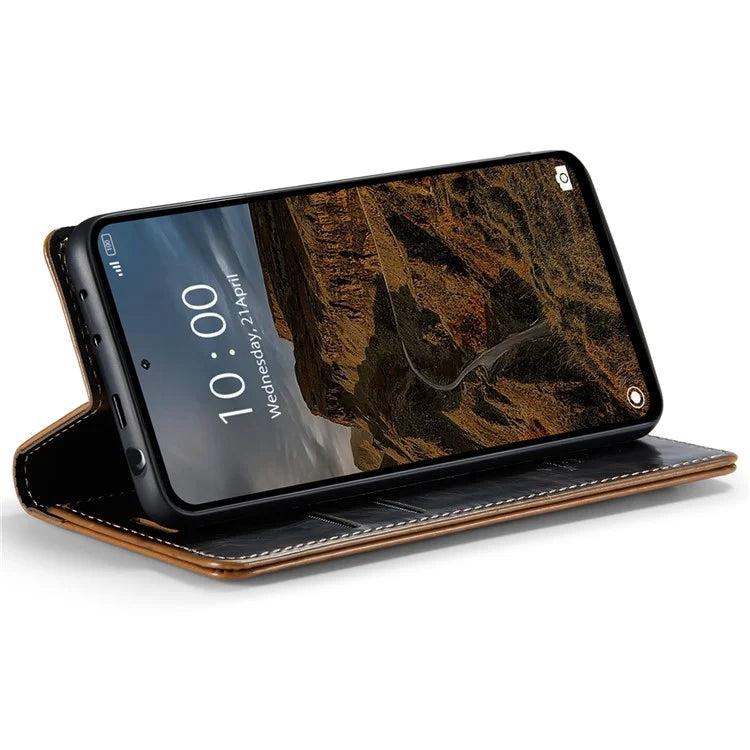 CASEME 003 Series For Xiaomi Redmi Note 13 Pro 4G / Poco M6 Pro 4G Case Wallet Waxy Leather Phone Cover