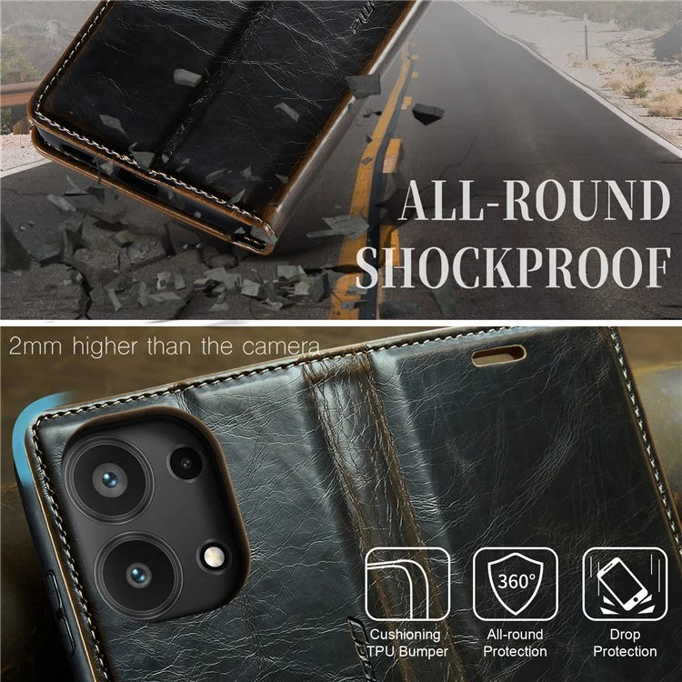 CASEME 003 Series For Xiaomi Redmi Note 13 Pro 4G / Poco M6 Pro 4G Case Wallet Waxy Leather Phone Cover
