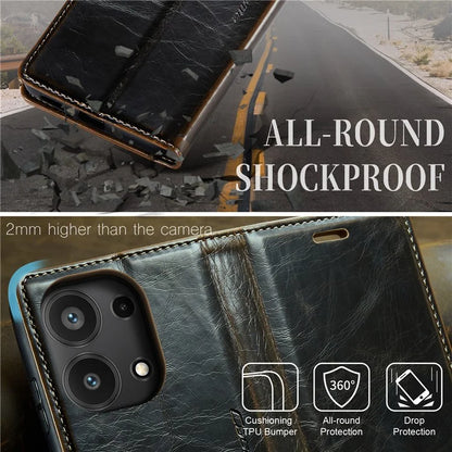 CASEME 003 Series For Xiaomi Redmi Note 13 Pro 4G / Poco M6 Pro 4G Case Wallet Waxy Leather Phone Cover