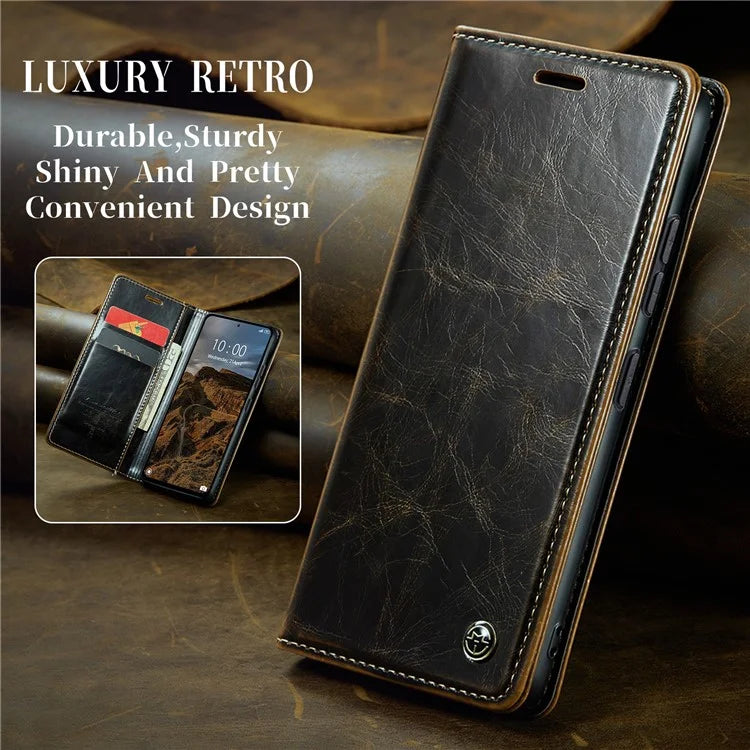 CASEME 003 Series For Xiaomi Redmi Note 13 Pro 4G / Poco M6 Pro 4G Case Wallet Waxy Leather Phone Cover