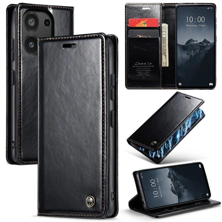 CASEME 003 Series For Xiaomi Redmi Note 13 Pro 4G / Poco M6 Pro 4G Case Wallet Waxy Leather Phone Cover