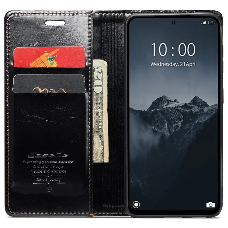 CASEME 003 Series For Xiaomi Redmi Note 13 Pro 4G / Poco M6 Pro 4G Case Wallet Waxy Leather Phone Cover