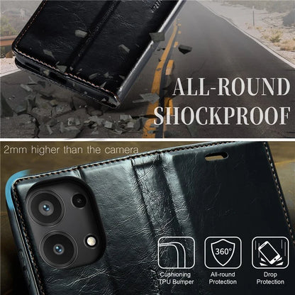CASEME 003 Series For Xiaomi Redmi Note 13 Pro 4G / Poco M6 Pro 4G Case Wallet Waxy Leather Phone Cover