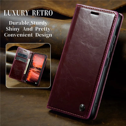 CASEME 013 Series For Xiaomi Redmi Note 13 4G Case Retro Leather Wallet Flip Phone Cover
