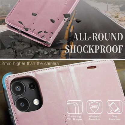 CASEME 013 Series For Xiaomi Redmi Note 13 4G Case Retro Leather Wallet Flip Phone Cover
