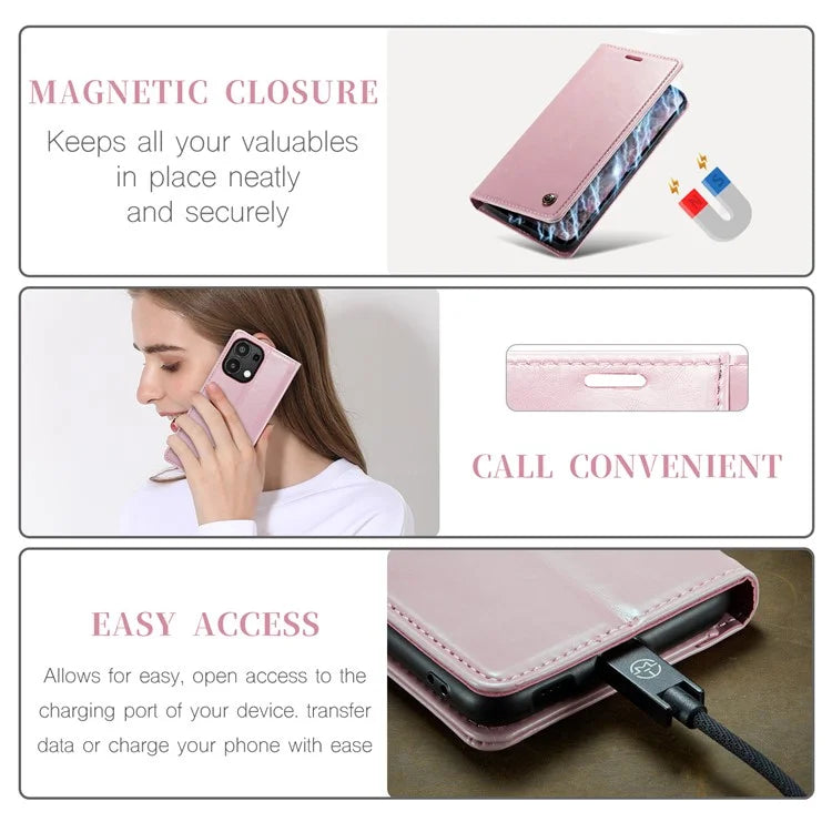 CASEME 013 Series For Xiaomi Redmi Note 13 4G Case Retro Leather Wallet Flip Phone Cover