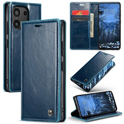 CASEME 013 Series For Xiaomi Redmi Note 13 4G Case Retro Leather Wallet Flip Phone Cover