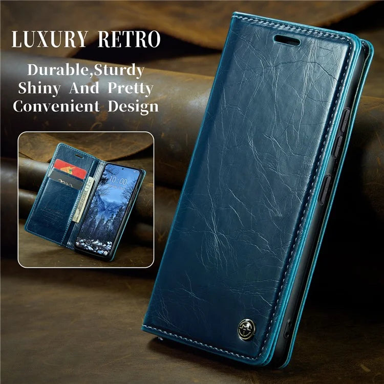 CASEME 013 Series For Xiaomi Redmi Note 13 4G Case Retro Leather Wallet Flip Phone Cover