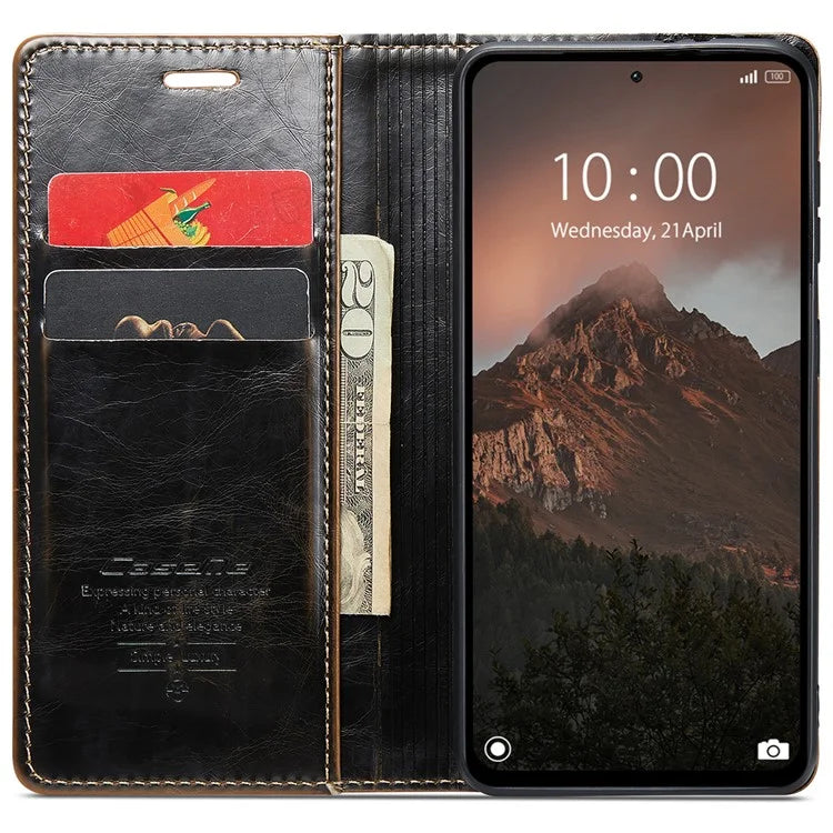 CASEME 013 Series For Xiaomi Redmi Note 13 4G Case Retro Leather Wallet Flip Phone Cover