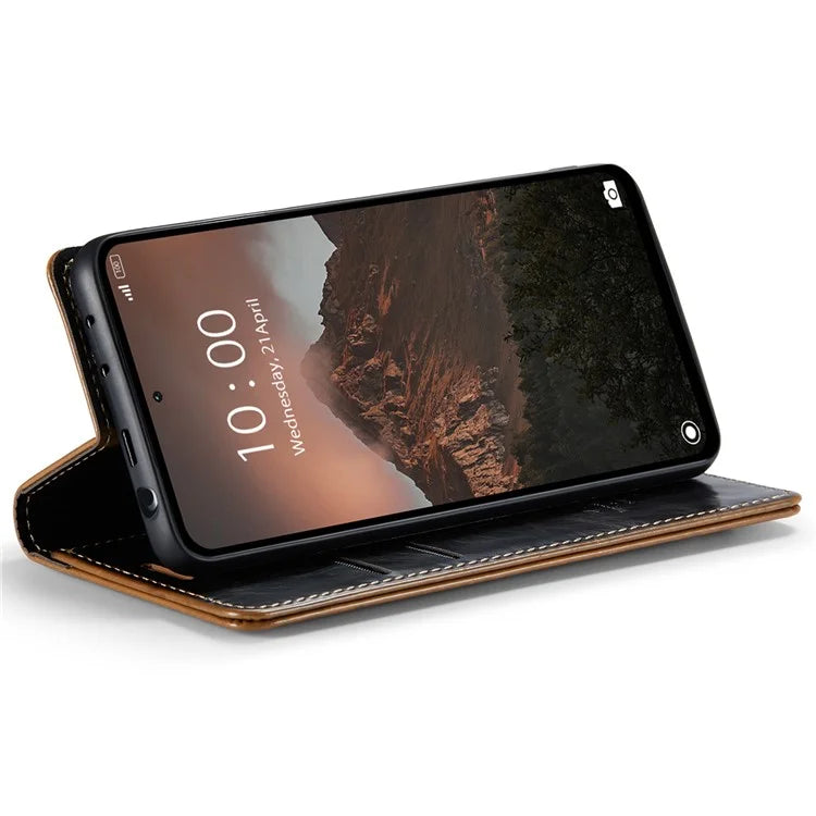 CASEME 013 Series For Xiaomi Redmi Note 13 4G Case Retro Leather Wallet Flip Phone Cover